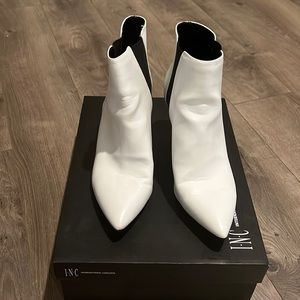 Inc bright white ankle booties